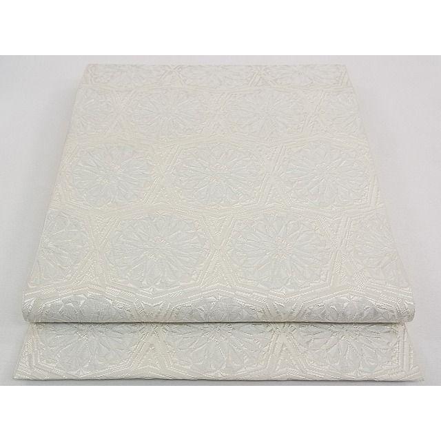 平和屋本店□極上 本場筑前博多織 八寸名古屋帯 吉祥花文 銀糸 逸品  