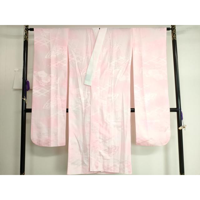 平和屋着物○振袖用長襦袢 無双仕立て 地紙花文 暈し染め 洗える着物  