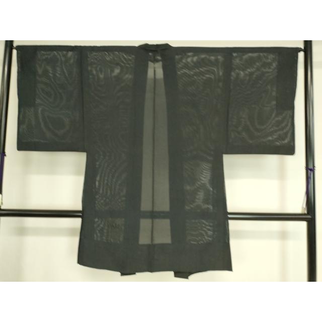 平和屋着物▽男性 長羽織 スリーシーズン 春夏秋 塵除け 絽 黒色 