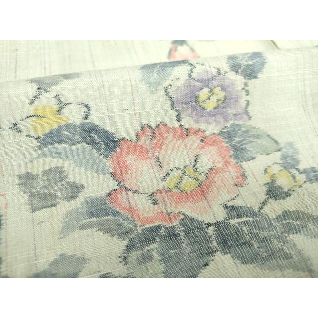 平和屋着物○真綿結城 紬 本場小千谷伝統工芸品 枝花文 証紙