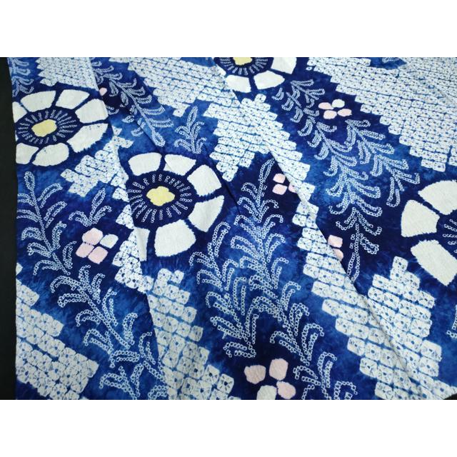 平和屋着物∴夏物 浴衣 有松鳴海絞り 草花文 綿 逸品 DAAV4113ud  