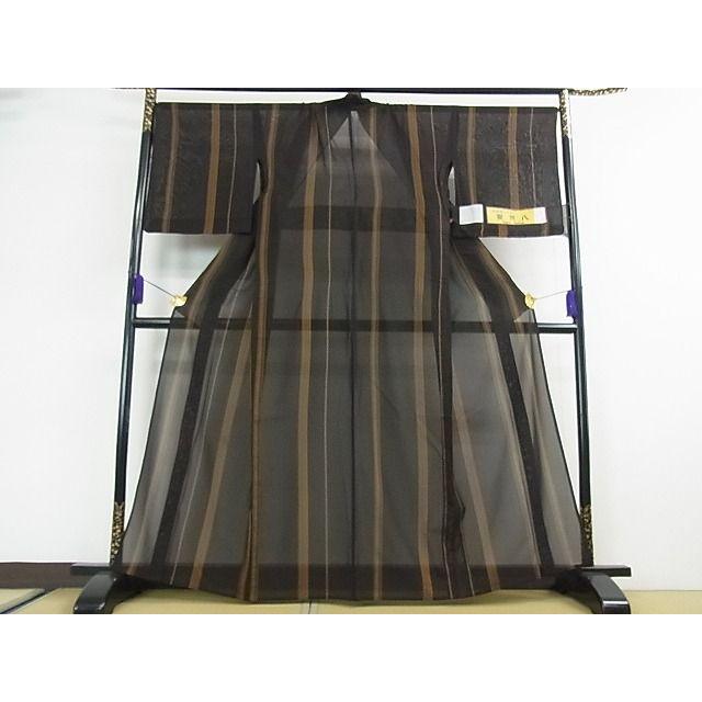 平和屋2□希少 夏物 本場黄八丈 夏黄八 紗紬 縞 証紙付き 逸品 