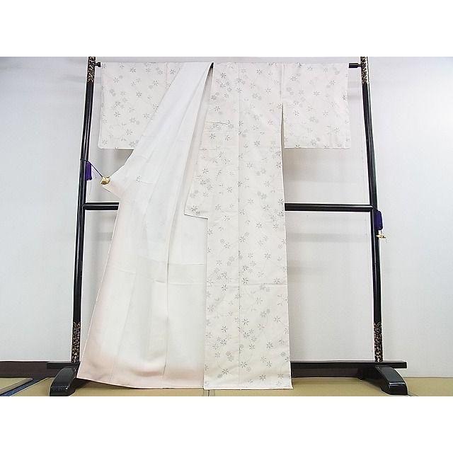 平和屋本店□極上 本場大島紬 白大島 7マルキ 恵大島紬織物謹製 花唐草  