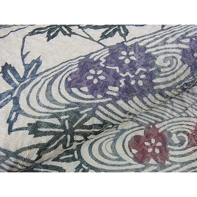 平和屋2□極上 両方向両面全通柄袋帯 江戸紅型 流水花文 市松