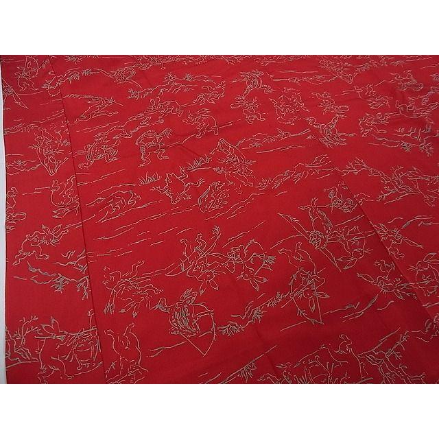 平和屋本店□上質な長襦袢 無双仕立て 半衿刺繍 鳥獣戯画 逸品 未使用  