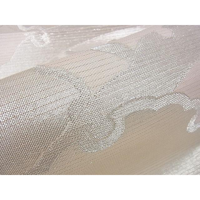 平和屋本店□極上 夏物 西陣 川島織物 六通柄 本袋帯 雪輪雪芝文 銀糸  