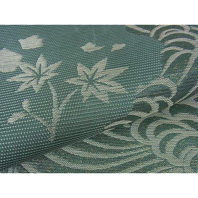 平和屋本店□極上 夏物 西陣 川島織物 六通柄袋帯 立波楓文 金糸 逸品  