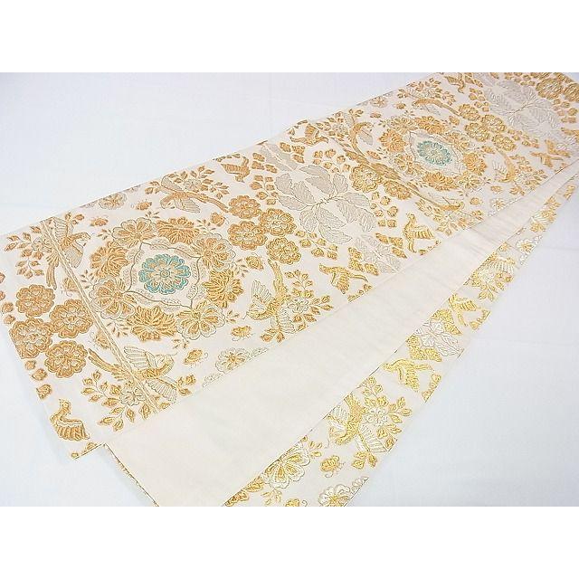 平和屋本店□極上 龍村晋謹製 全通柄袋帯 吐魯番花鳥文錦 金銀糸 逸品  