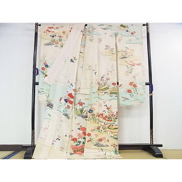 平和屋本店□希少 夏物 アンティーク 大正ロマン 振袖 絽 駒刺繍