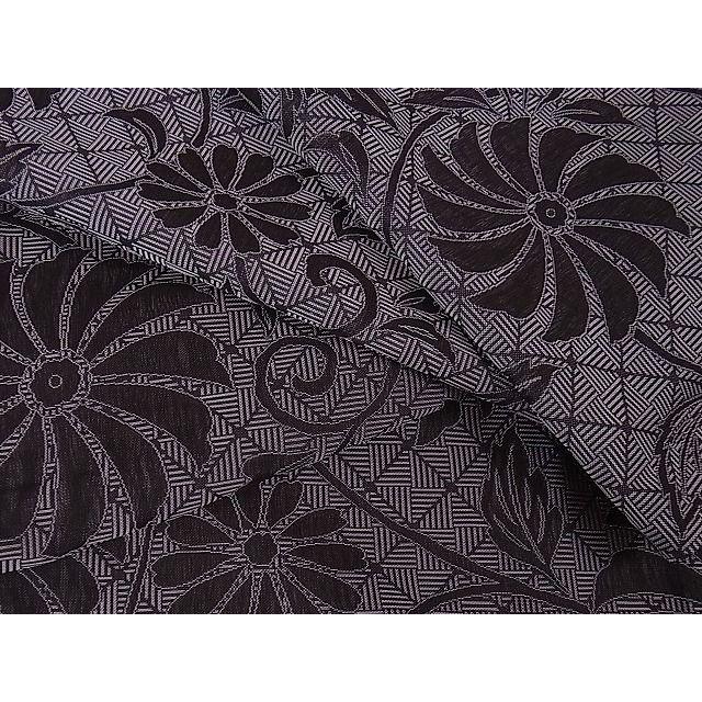 平和屋本店□極上 お召 すくい織 単衣 花唐草文 やまと誂製 逸品  