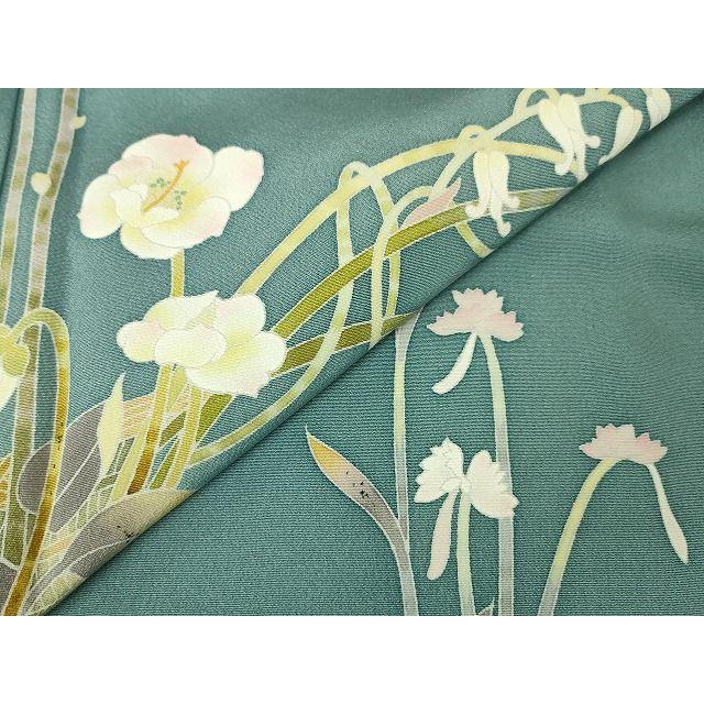 平和屋本店□極上 京加賀友禅 百貫石峰 訪問着 花籠文 濃浅縹色地 暈し  