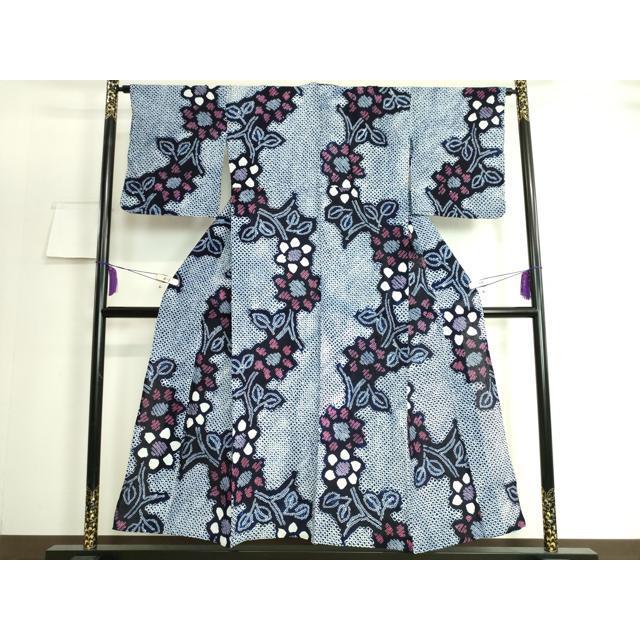 平和屋本店□極上 夏物 浴衣 有松鳴海絞り 草花文 綿 逸品  