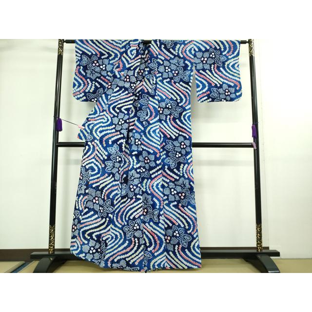 平和屋本店□極上 夏物 浴衣 有松鳴海絞り 草花文 綿 逸品  