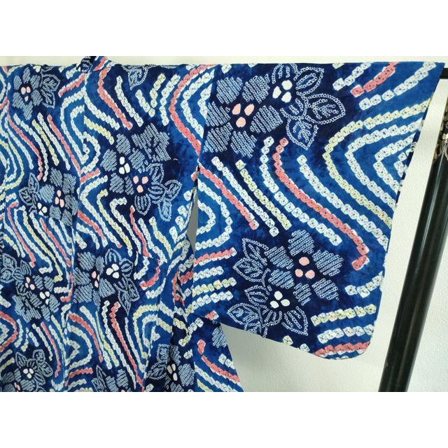 平和屋本店□極上 夏物 浴衣 有松鳴海絞り 草花文 綿 逸品  