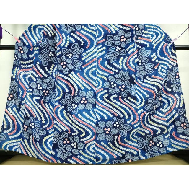 平和屋本店□極上 夏物 浴衣 有松鳴海絞り 草花文 綿 逸品  