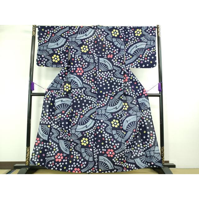 平和屋本店□極上 夏物 浴衣 有松鳴海絞り 輪 丸文 綿 逸品  