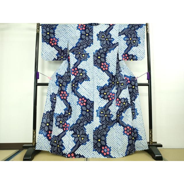 平和屋本店□極上 夏物 浴衣 有松鳴海絞り 草花文 綿 逸品  