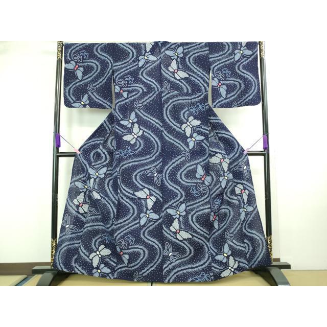 平和屋本店□極上 夏物 浴衣 有松鳴海絞り 舞蝶文 綿 逸品  