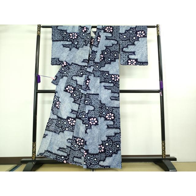 平和屋本店□極上 夏物 浴衣 有松鳴海絞り 舞花文 綿 逸品  