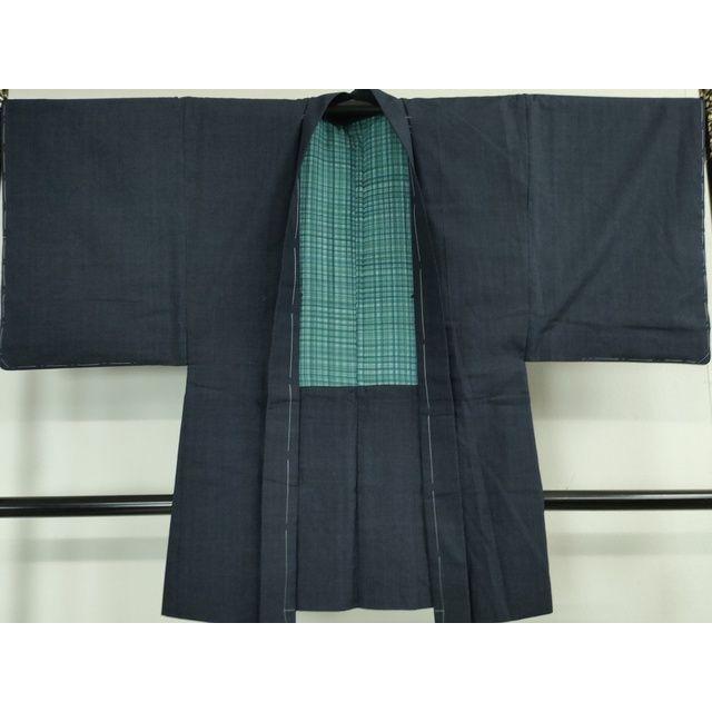 平和屋本店■極上　男性　綿薩摩　東郷織物謹製　手織　實篤　永江明夫(正藍染)　アンサンブル　逸品　未使用　DZAA2197kh4 【茶】