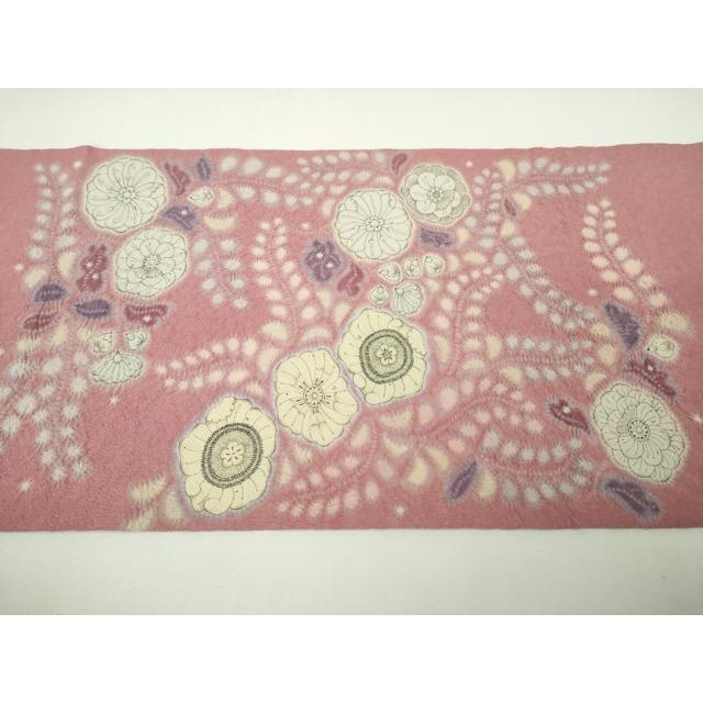 袋帯 幾何学模様 鹿子模様 叩き染 暈し 鋼色 O-4758 着物 きもの  