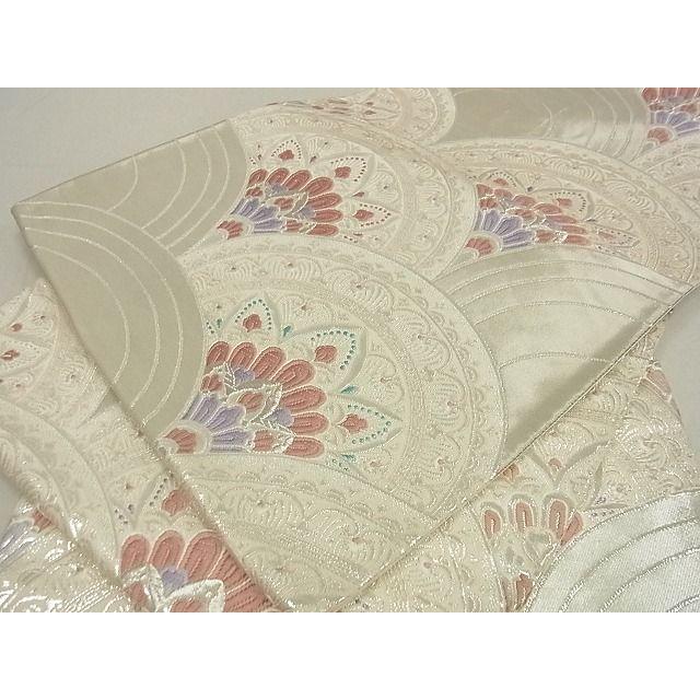 平和屋着物□六通柄袋帯 正倉院花青海波 銀糸 逸品 ga2128 平和屋着物□六通柄袋帯 正倉院花青海波 銀糸 逸品 ga2128