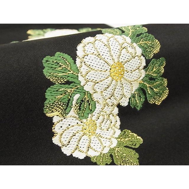 平和屋本店□最高級 龍村平蔵製 丸帯 追粉菊錦 黒地 金糸 正絹 逸品  