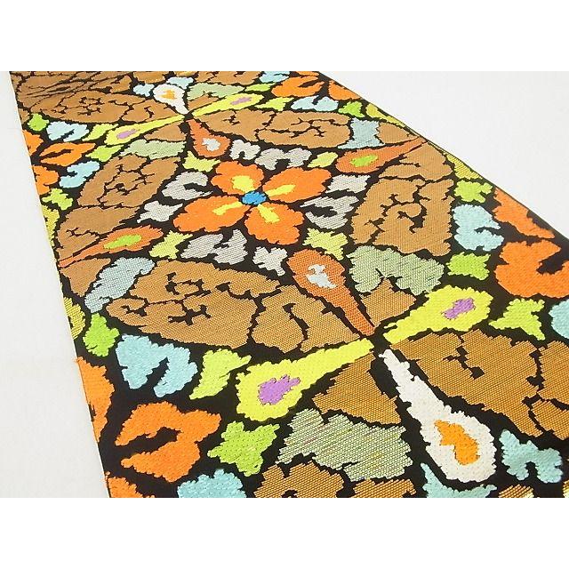 平和屋本店□最高級 龍村平蔵製 本袋帯 米市錦 黒地 金銀糸 正絹 逸品  