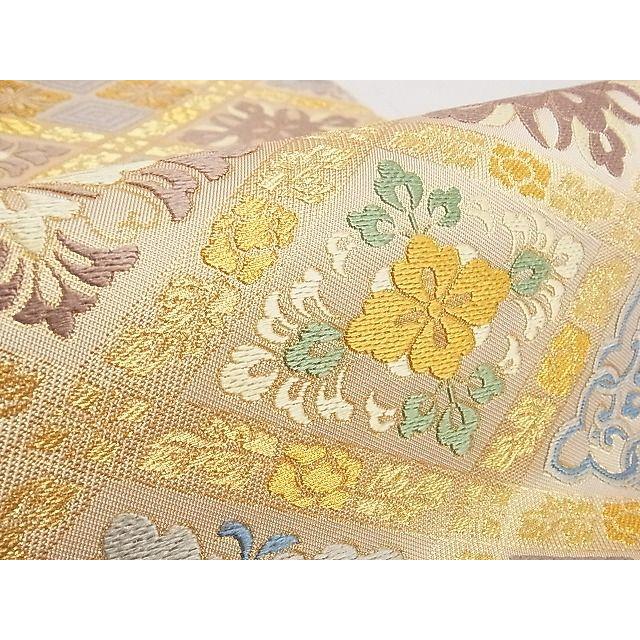 平和屋本店□極上 西陣 川島織物 六通柄 本袋帯 花菱文 金糸 正絹 逸品  