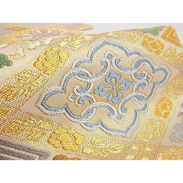 平和屋本店□極上 西陣 川島織物 六通柄 本袋帯 花菱文 金糸 正絹 逸品  