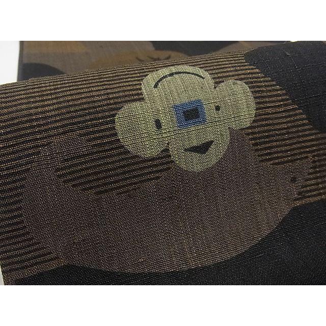 平和屋本店□極上 Maru Factory 丸山正 全通柄袋帯 紬地 幾何学人物文  