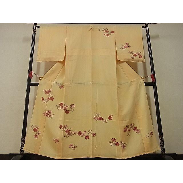 平和屋-こころ店□訪問着 単衣 手描き 撫子 暈し染め 着丈159cm