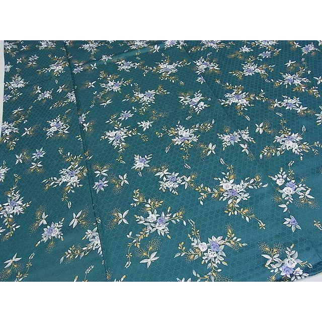 平和屋本店□上質な小紋 単衣 草花文 反端付き 着丈165cm 裄丈68.5cm  