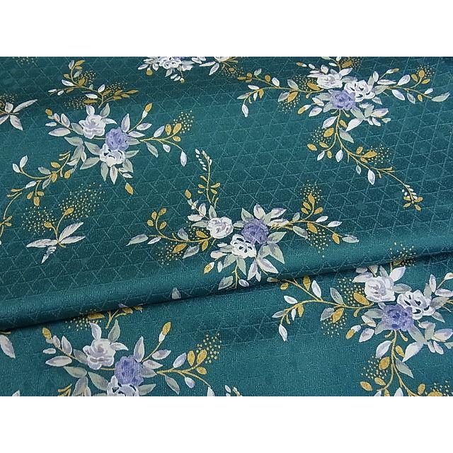 平和屋本店□上質な小紋 単衣 草花文 反端付き 着丈165cm 裄丈68.5cm  