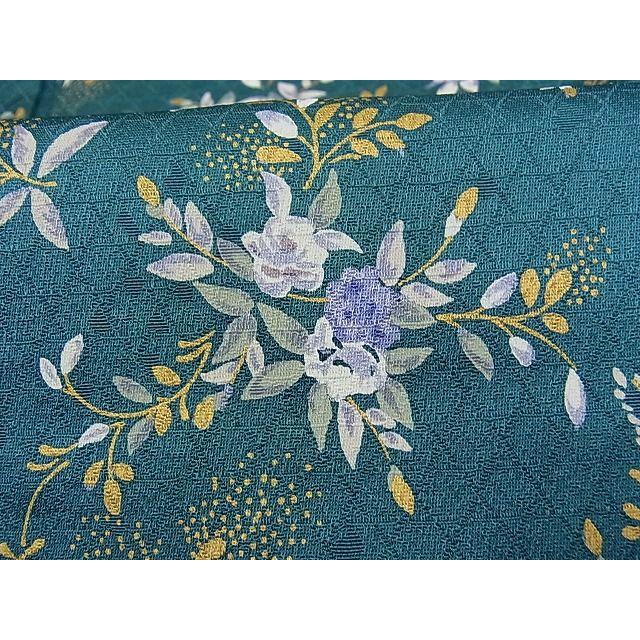 平和屋本店□上質な小紋 単衣 草花文 反端付き 着丈165cm 裄丈68.5cm  