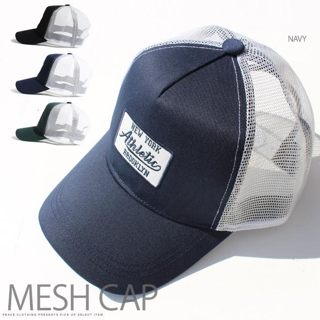 CAP】Athletic アメカジデザイン ワッペン メッシュキャップ 帽子