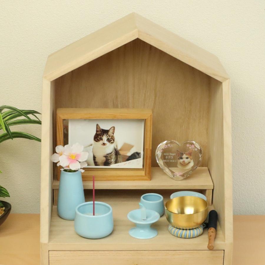 ペット仏壇セット ココハウス（Coco House)＆国産仏具11点セット 手作り 木製 4寸2個 5寸まで骨壺収納