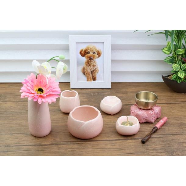 ペット仏具セット おしゃれ 日本製 やわらぎ 仏具5点セット（ピンク