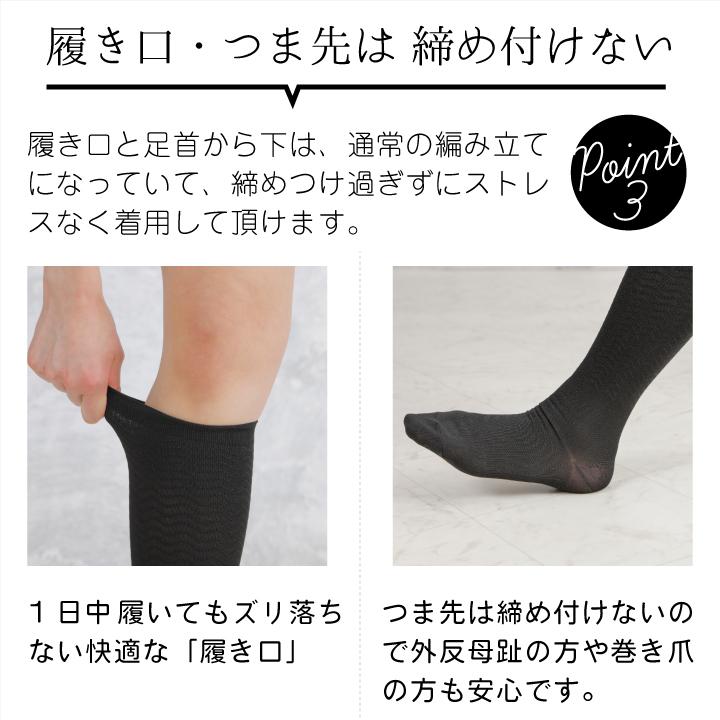 着圧ハイソックス 段階圧力設計 日本製 加圧 靴下 レディース 張りや