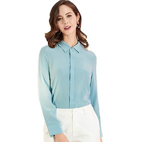 Sixiuliyu 100 シルクシャツ シルククレープ レディースファッション 女性ブラウス シルククレープ ソリッドカラー オフィスレディーシャツ M 100 シルクシャツ Peace A B07zgbwf1p 2123 02 Peace 返品保証有の