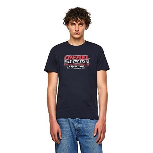 最低価格の フロント Tシャツ メンズ Diesel ディーゼル プリント 86v ネイビー Xs Agrai 半袖 Asecuador Com