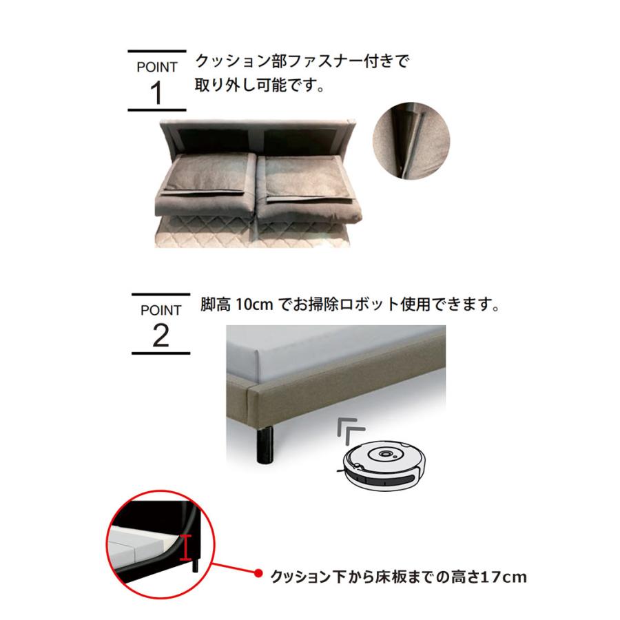 5のつく日 P最大9％】ダブルベッド フレーム ローベッド 背もたれ