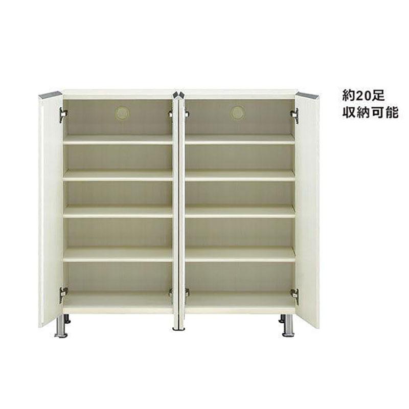 下駄箱 シューズボックス 幅100cm 日本製 完成品(脚取付) 開き戸 約20足 脚付き 奥行35 7色_10