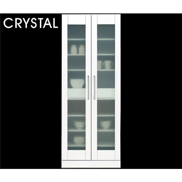 食器棚 キッチンボード ハイタイプ 幅70 高さ180 スリム 鏡面仕上げ 艶有り 光沢あり ホワイト 日本製 完成品