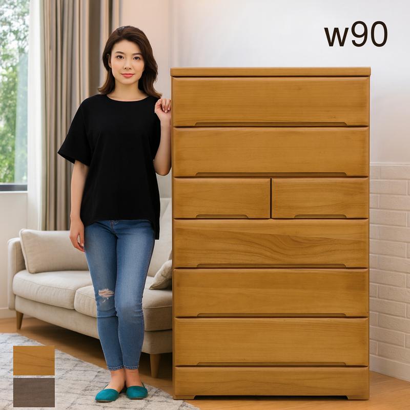 桐チェスト 幅90cm 6段 日本製 完成品 ハイチェスト タンス 木製