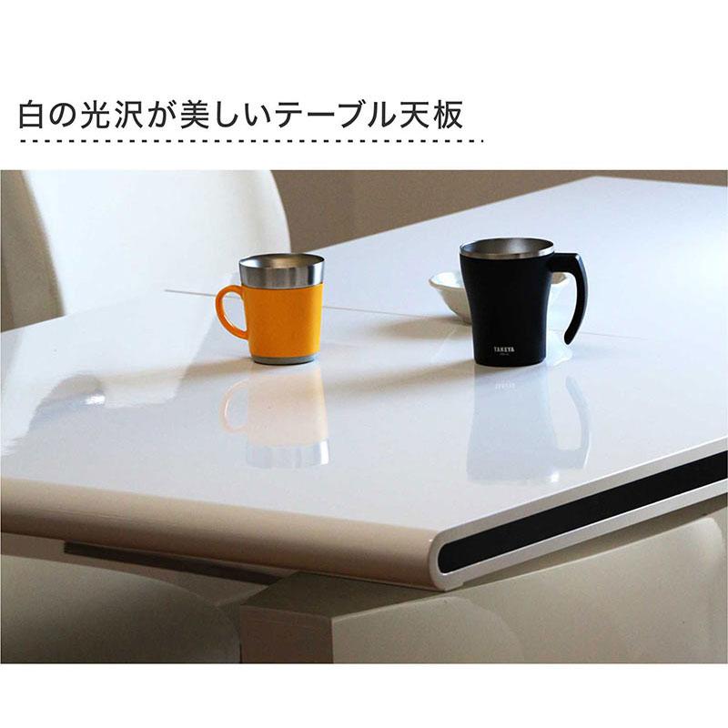 ダイニングテーブルセット 4人用 伸長式 5点セット 鏡面 ホワイト つや