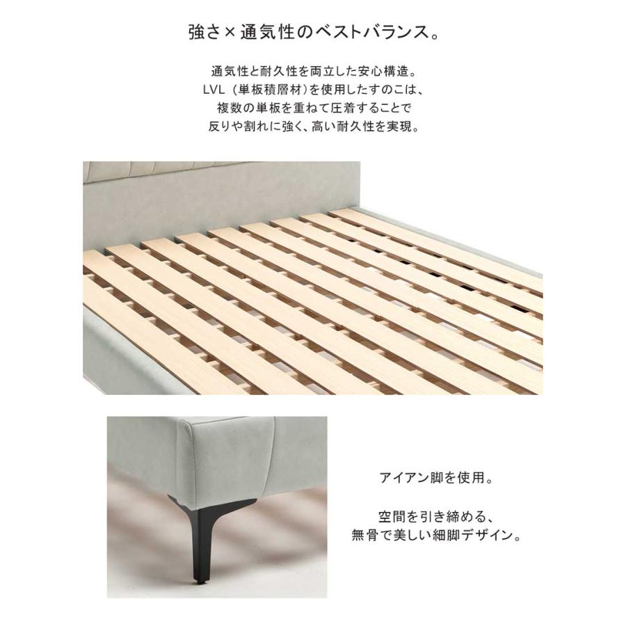 ダブルベッド フレームのみ レザーファブリック｜クッションヘッド