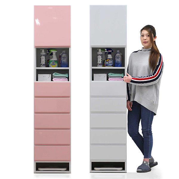 【5のつく日 P最大9％】ランドリーラック ランドリー収納 サニタリー収納 棚 引き出し 幅40 おしゃれ 北欧 鏡面 日本製 完成品