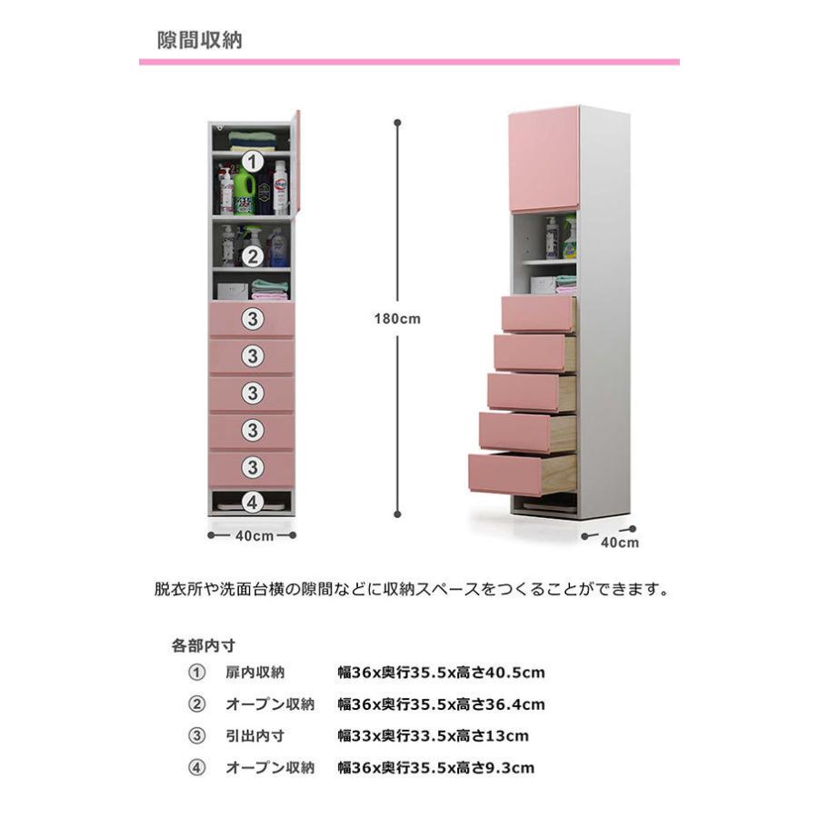 【5のつく日 P最大9％】ランドリーラック ランドリー収納 サニタリー収納 棚 引き出し 幅40 おしゃれ 北欧 鏡面 日本製 完成品_6