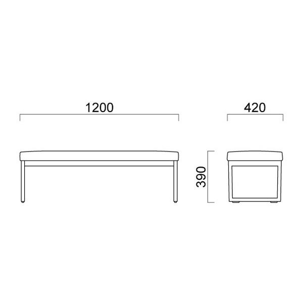 ロビーチェア　業務用ロビーベンチ カルボネSN 二人掛　W1200　クレス |  | 02